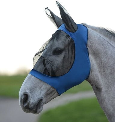 WeatherBeeta Stretch Eye blauw-zwart Afbeelding van een paard met de WeatherBeeta Stretch Eye in de kleur blauw