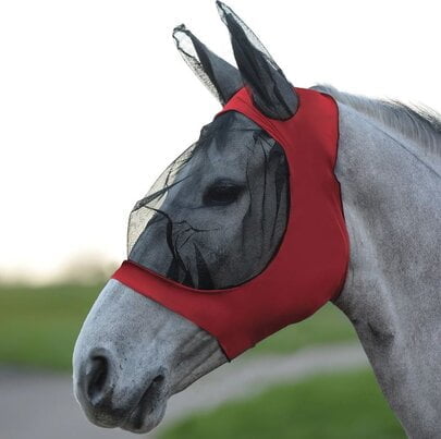 WeatherBeeta Stretch Eye rood-zwart Afbeelding van een paard met de WeatherBeeta Stretch Eye in de kleur rood